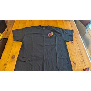 A-Lab Mens XXL Black Psychedelic Wizard Mushroom Graphic T-Shirt Cotton